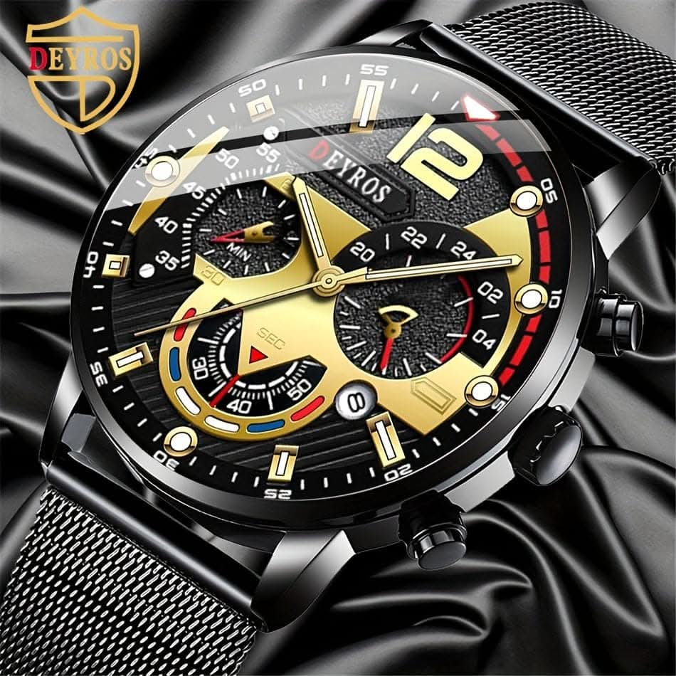 Men's Calendar Quartz Watch – Fashion Business Mesh Strap