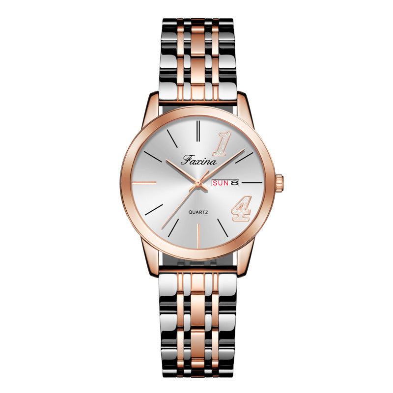 New Style for Life Couple 1314 Valentine's Day Fashion Waterproof Quartz Watch Steel Belt Watch Women's Male