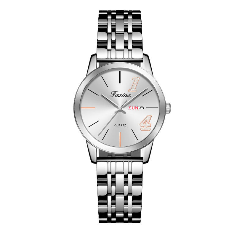 New Style for Life Couple 1314 Valentine's Day Fashion Waterproof Quartz Watch Steel Belt Watch Women's Male