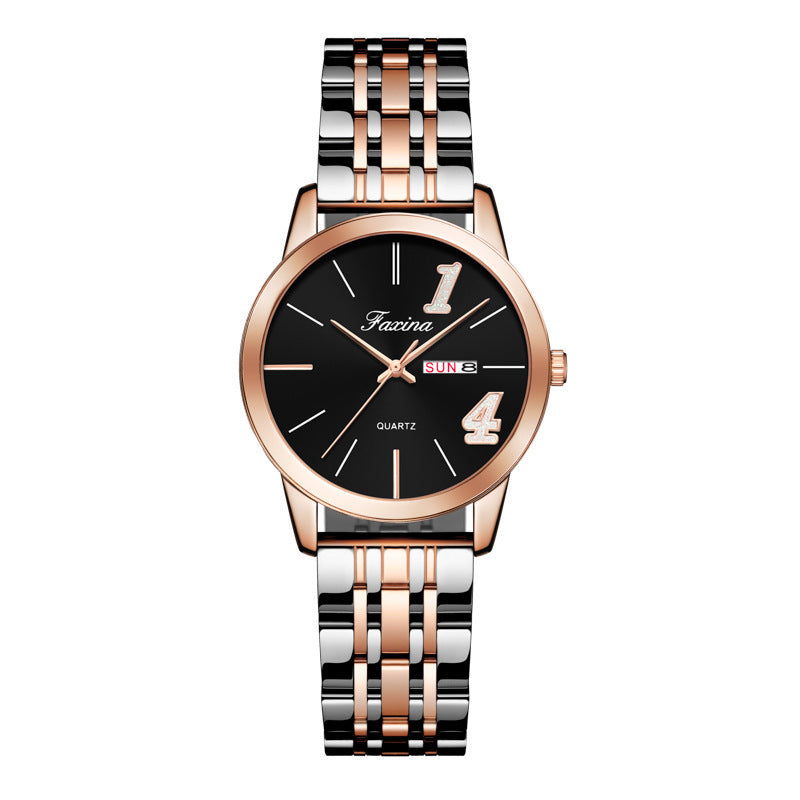 New Style for Life Couple 1314 Valentine's Day Fashion Waterproof Quartz Watch Steel Belt Watch Women's Male