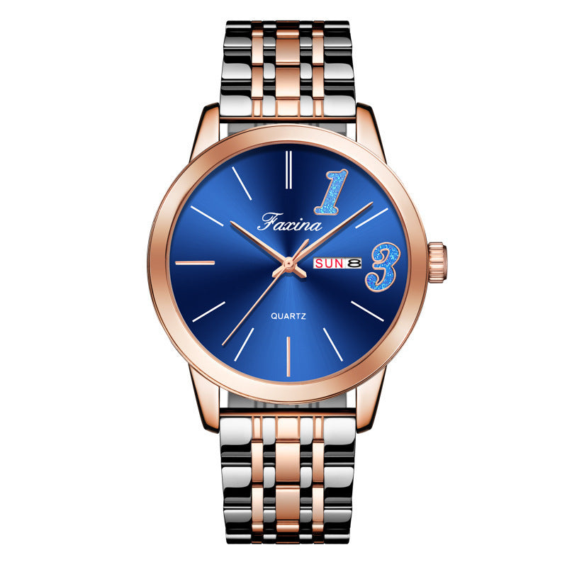 New Style for Life Couple 1314 Valentine's Day Fashion Waterproof Quartz Watch Steel Belt Watch Women's Male