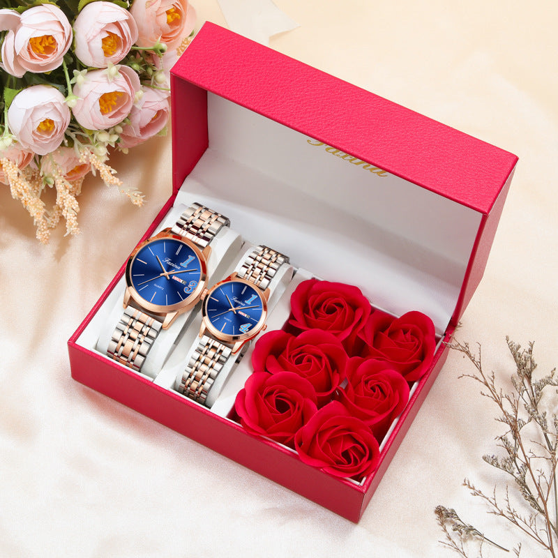 New Style for Life Couple 1314 Valentine's Day Fashion Waterproof Quartz Watch Steel Belt Watch Women's Male