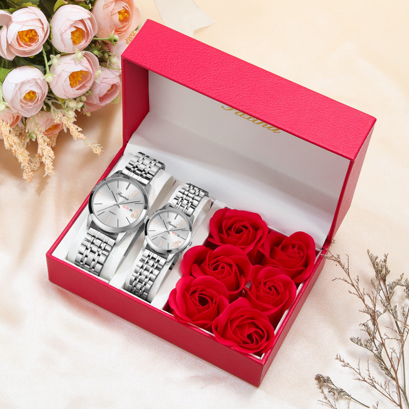 New Style for Life Couple 1314 Valentine's Day Fashion Waterproof Quartz Watch Steel Belt Watch Women's Male