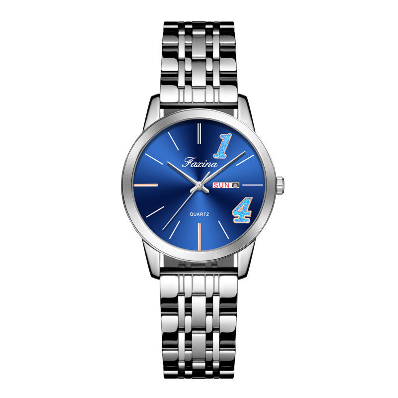 New Style for Life Couple 1314 Valentine's Day Fashion Waterproof Quartz Watch Steel Belt Watch Women's Male